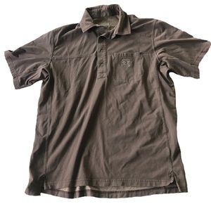 Arcteryx Short Sleeve Brown Polo Shirt Mens Size Medium Snap Close Cotton Blend